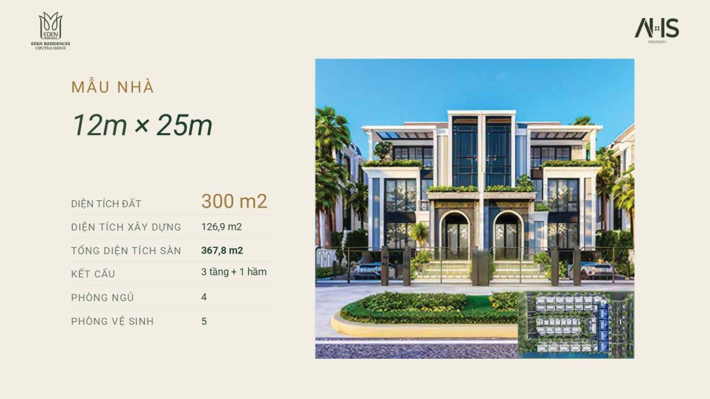 300 m²: Tổng sàn ~ 367.8 m²