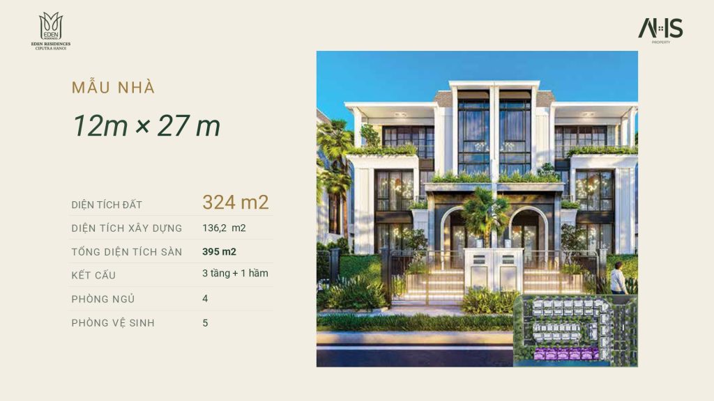 324 m²: Tổng sàn ~ 395 m²